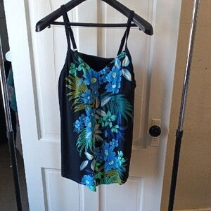 Floral Print Black Tank Top